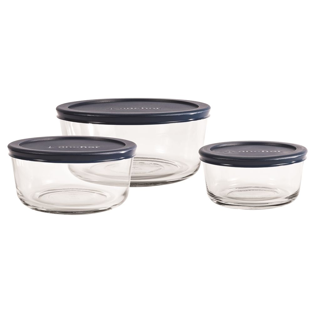 Anchor Hocking® Glass Bowl 6-Piece Set w/ Blue Lids